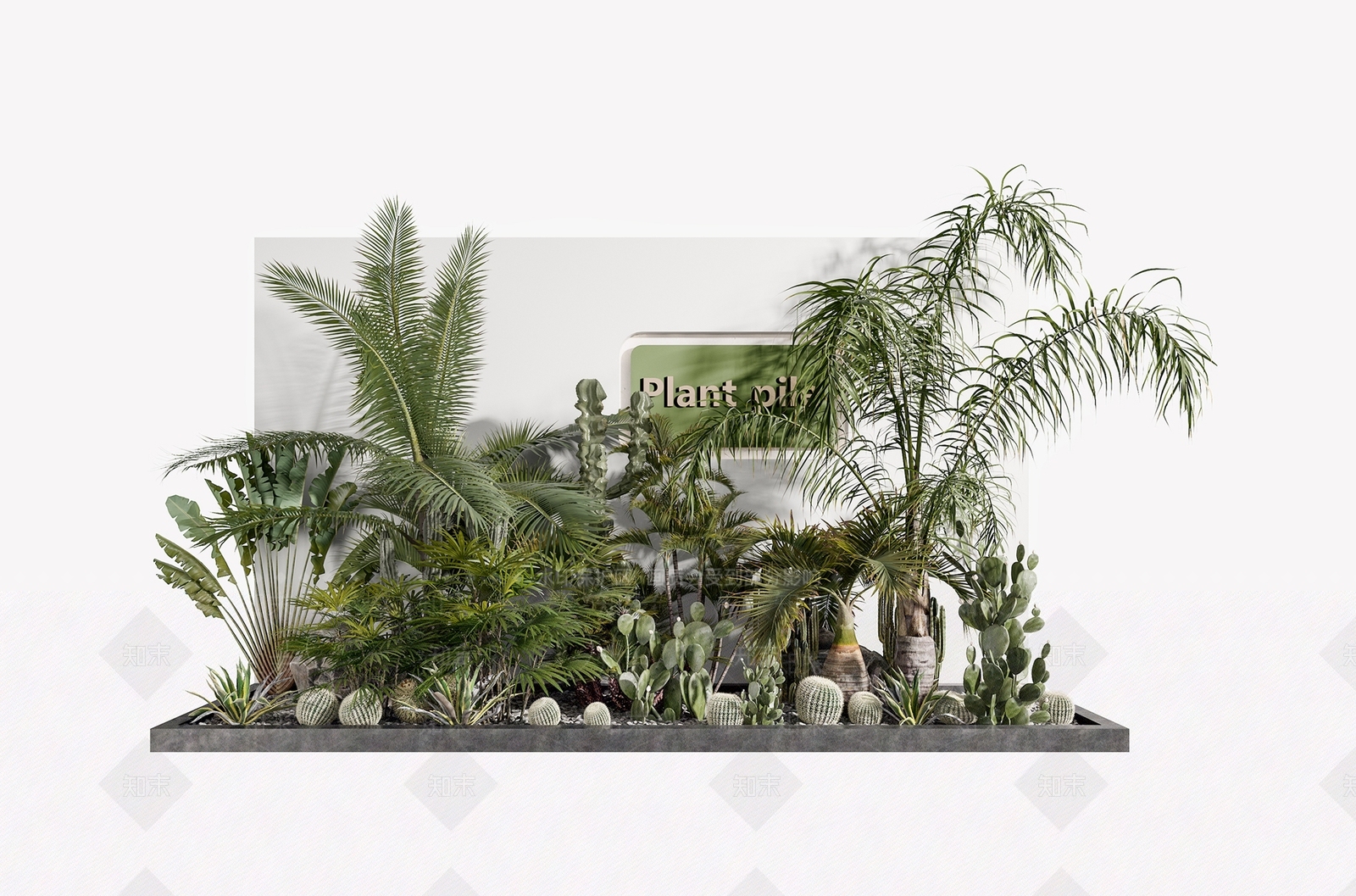 现代景观植物堆3D模型下载【ID:496691209】