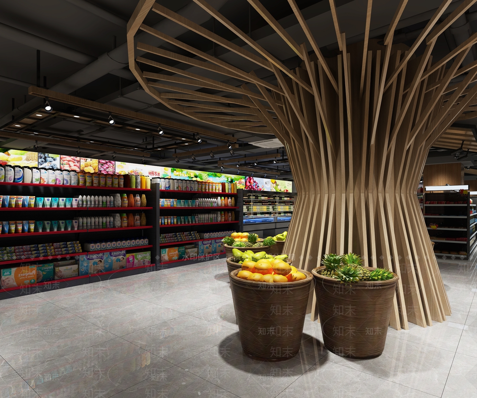 工业风超市3D模型下载【ID:596693341】