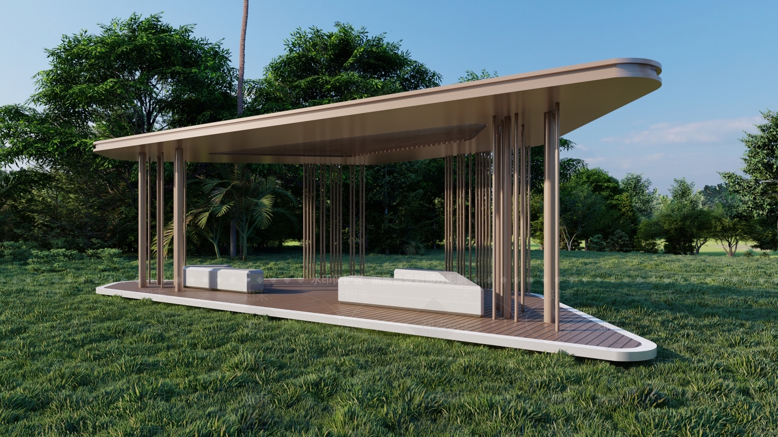 现代风格亭子SU模型下载【ID:496693879】