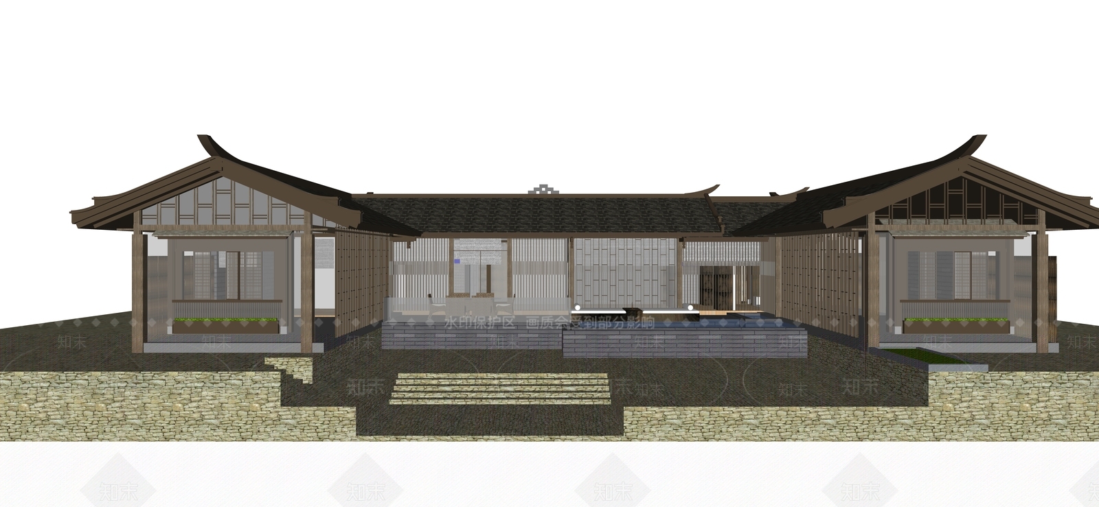 民宿建筑SU模型精品下载_SketchUp模型_知末网