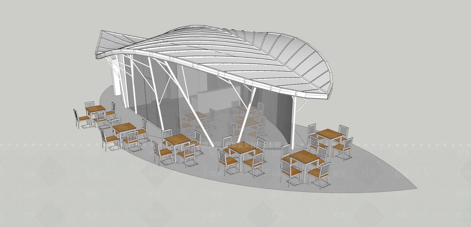 现代餐饮建筑SU模型精品下载_SketchUp模型_知末网