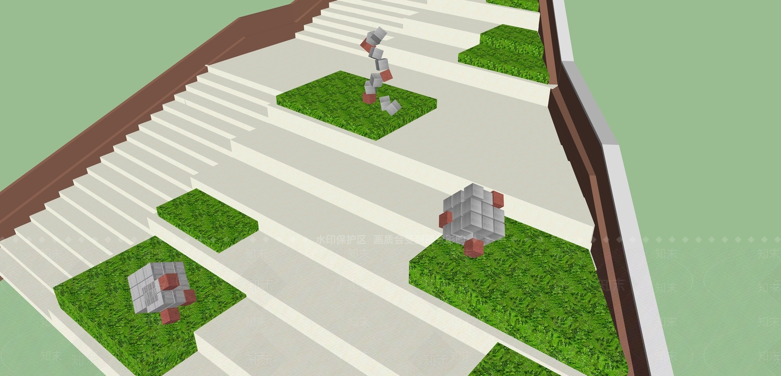 现代公园景观SU模型下载【ID:396748328】