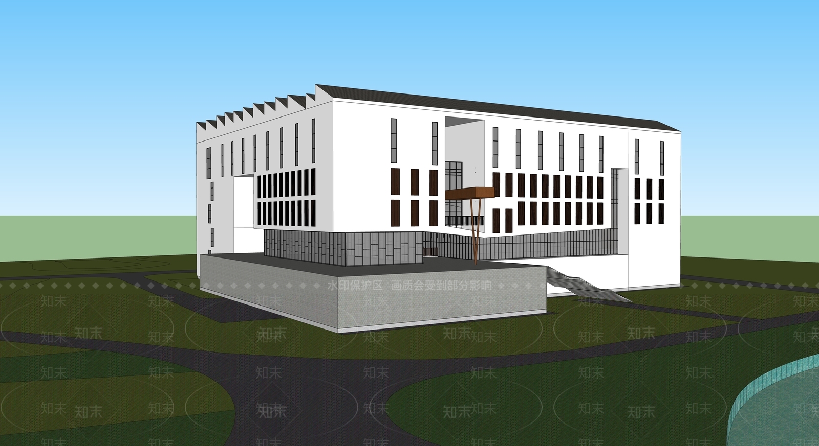现代艺术传媒中心SU模型下载【ID:896936236】