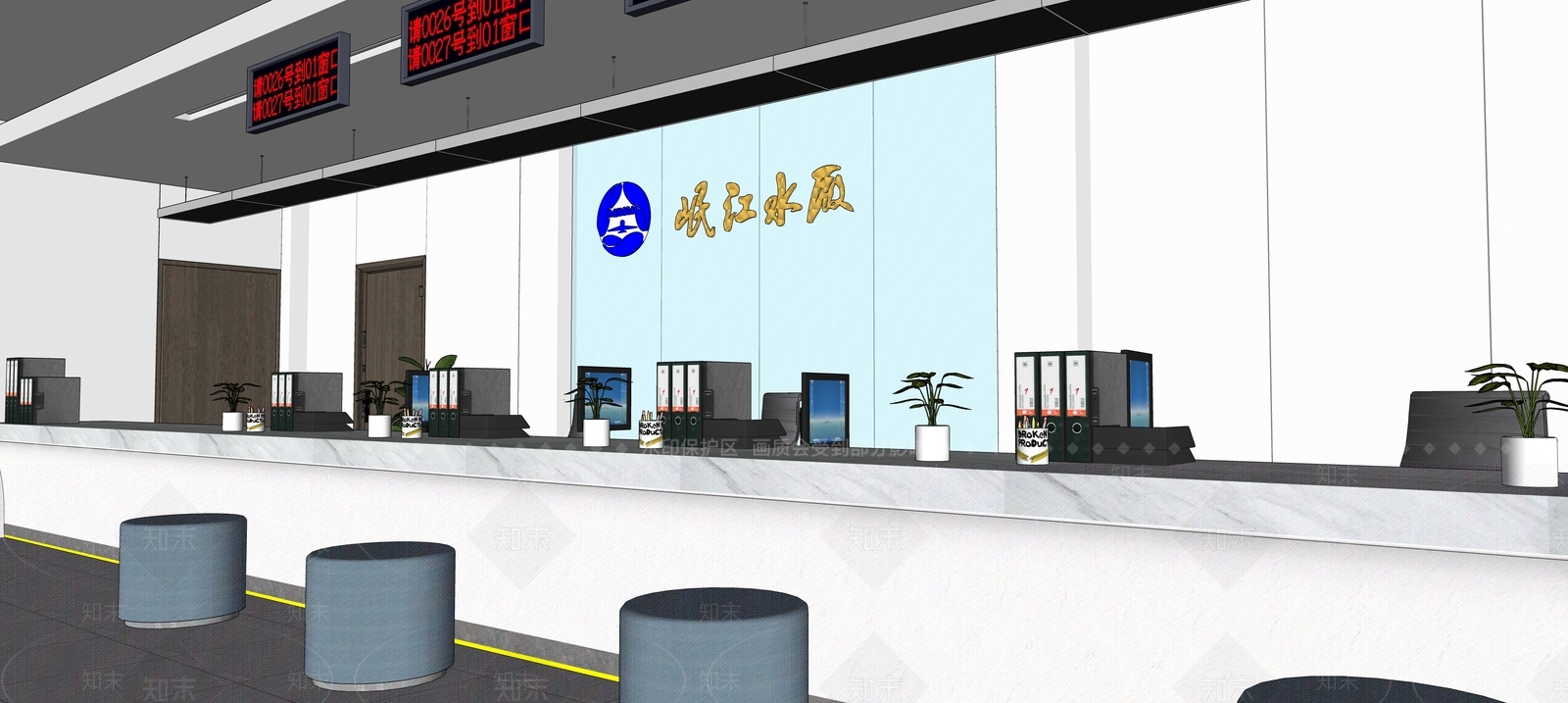 现代接待室SU模型下载【ID:396752633】