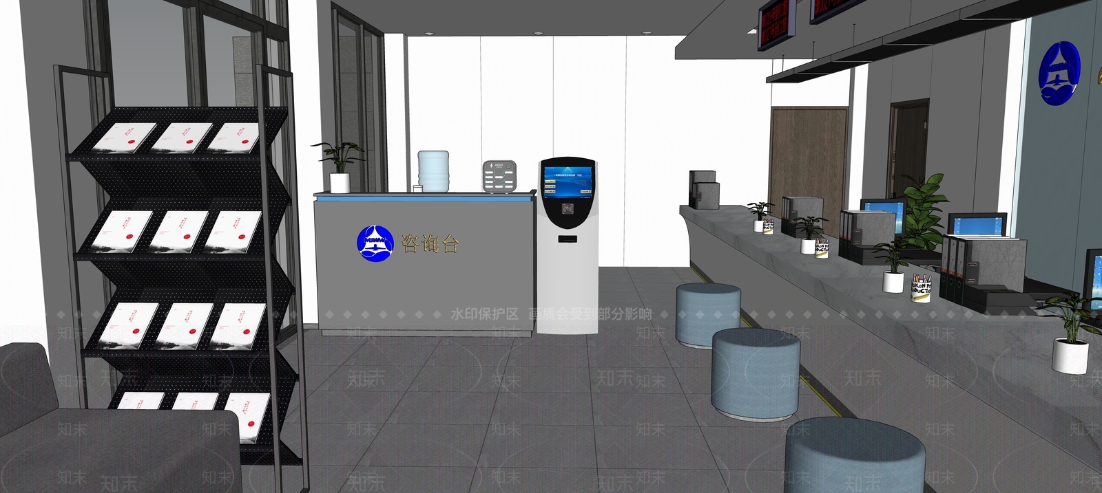 现代接待室SU模型下载【ID:396752633】