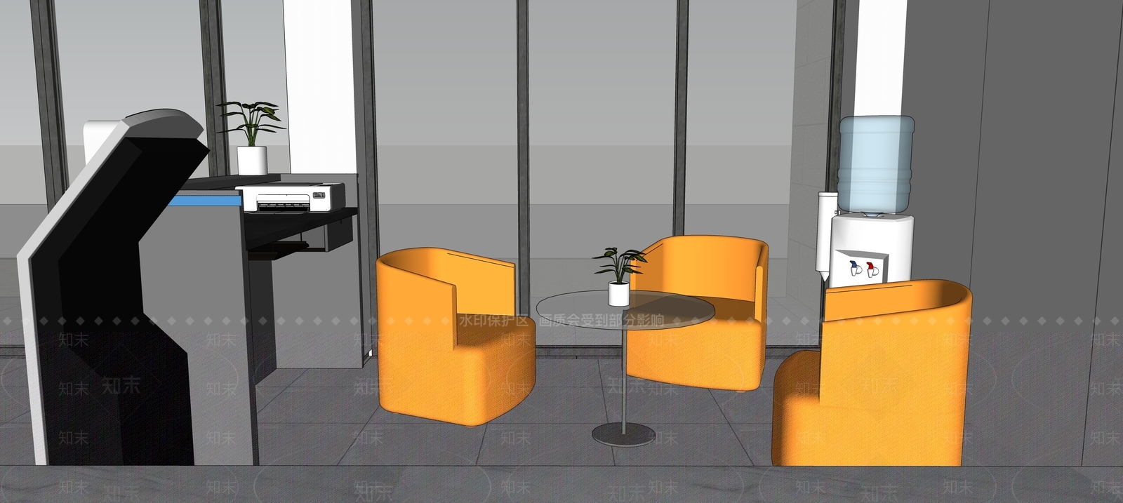 现代接待室SU模型下载【ID:396752633】