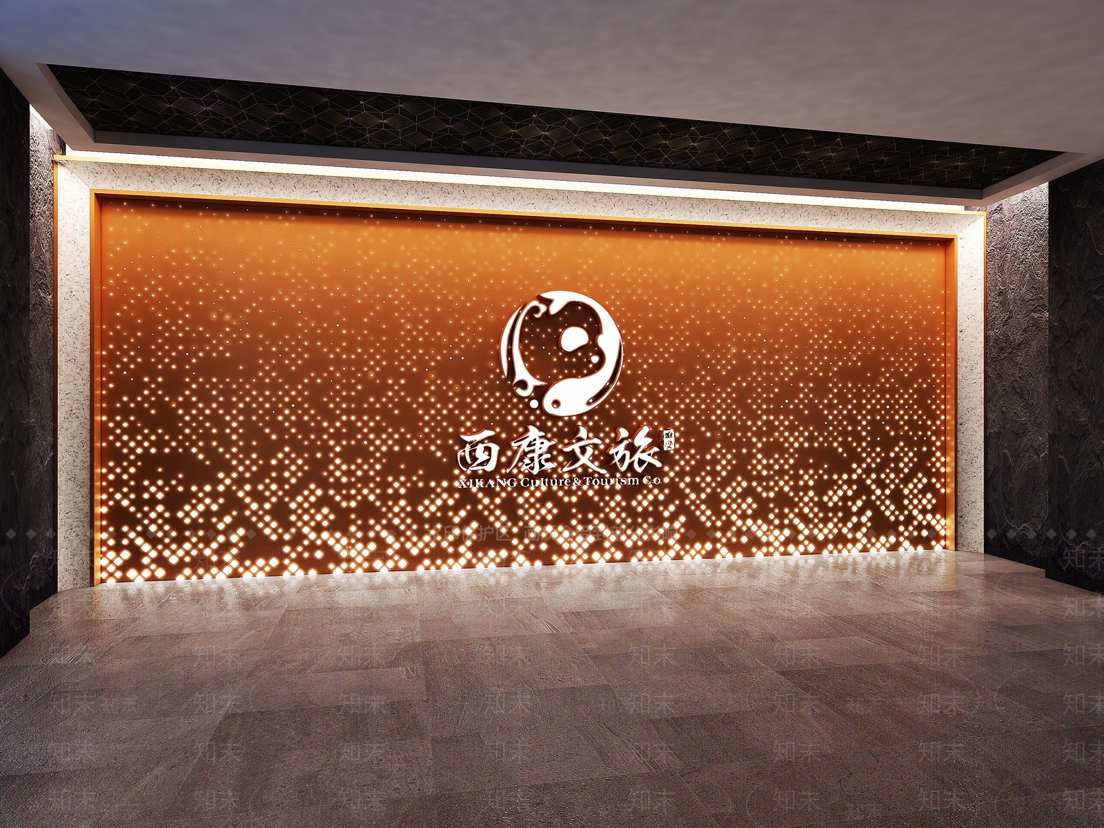 现代公司前台背景墙3D模型下载【ID:796775723】