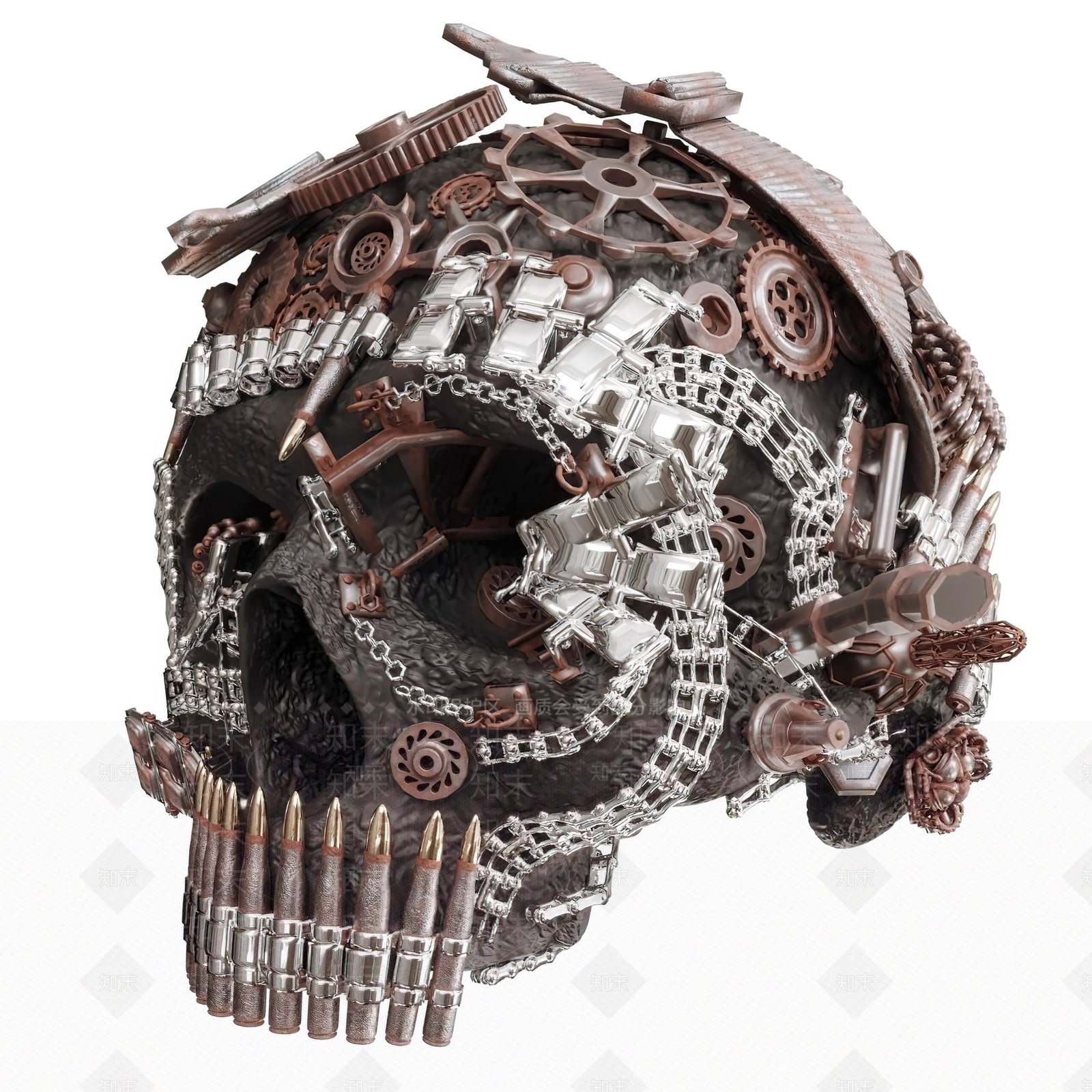 工业风骷髅头摆件3D模型下载【ID:996811132】