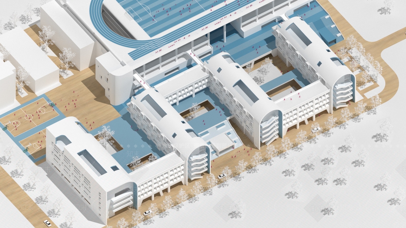 学校建筑SU模型精品下载_SketchUp模型_知末网