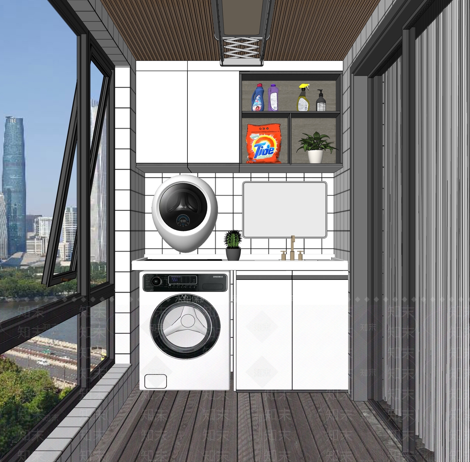现代家居阳台SU模型下载【ID:696818503】