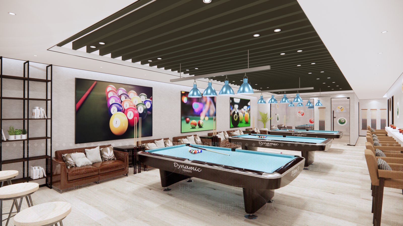 现代休闲台球俱乐部SU模型下载【ID:596820456】