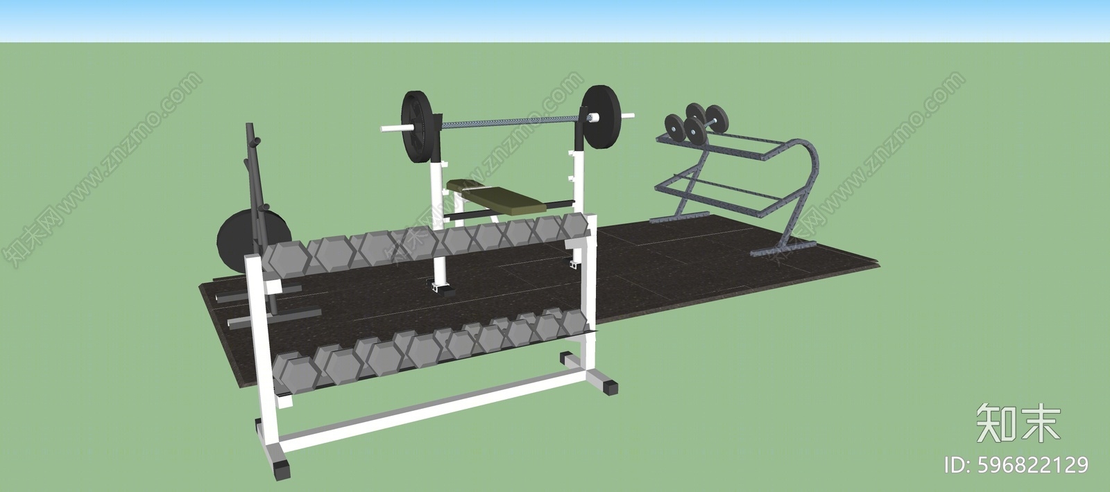 现代运动卧推哑铃组合SU模型下载【ID:596822129】