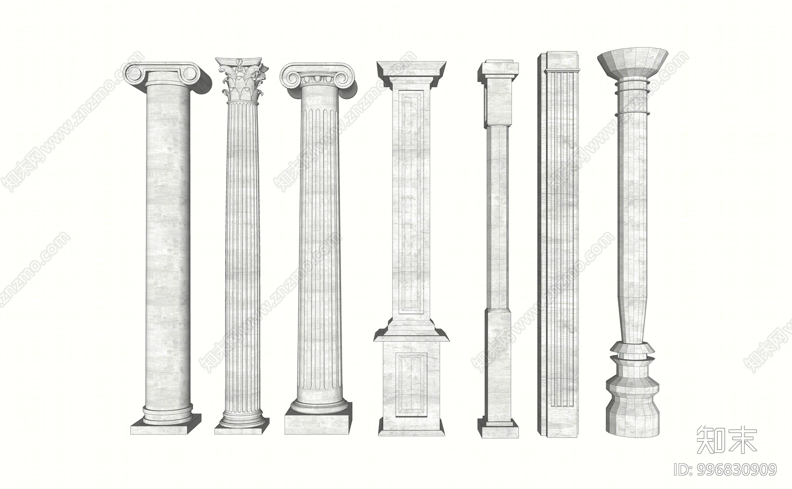 欧式罗马柱SU模型下载【ID:996830909】