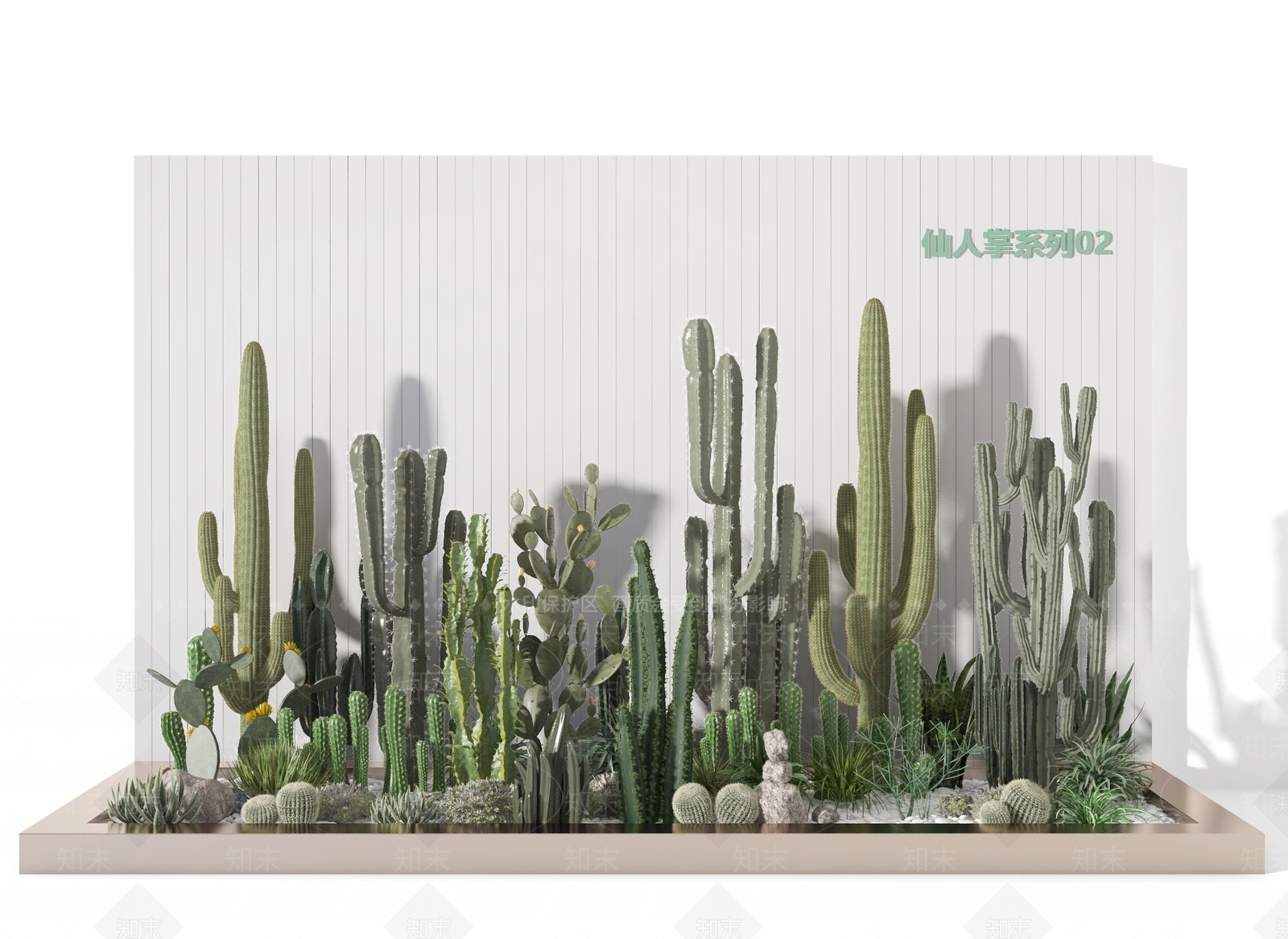 现代绿植堆3D模型下载【ID:396835825】