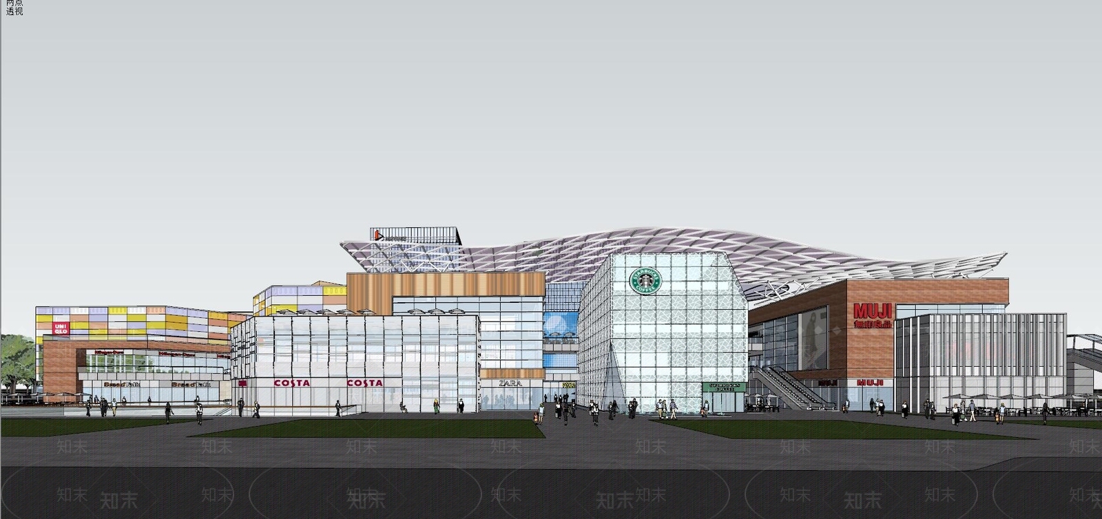 现代商业街SU模型下载【ID:396837932】