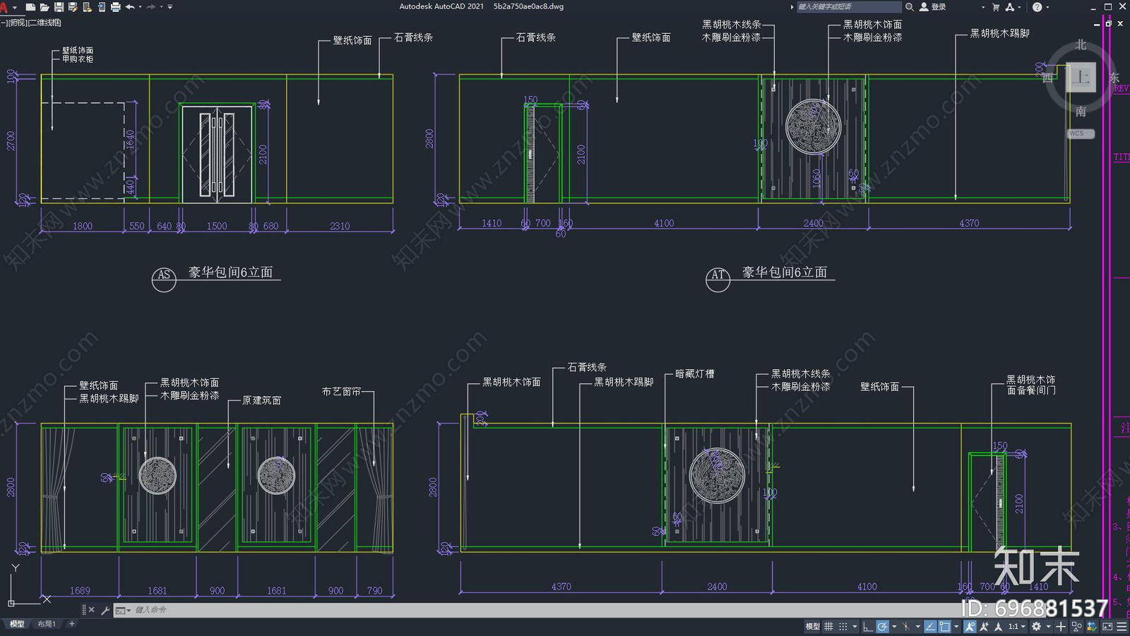 CAD餐饮空间设计cad施工图下载【ID:696881537】