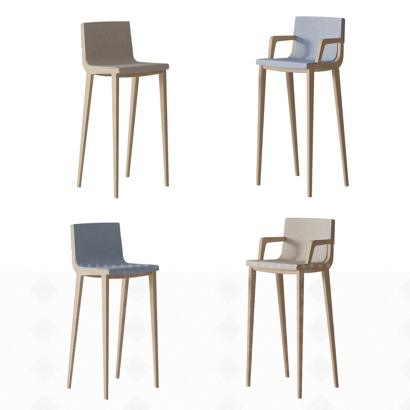 现代吧椅3D模型下载【ID:396886165】
