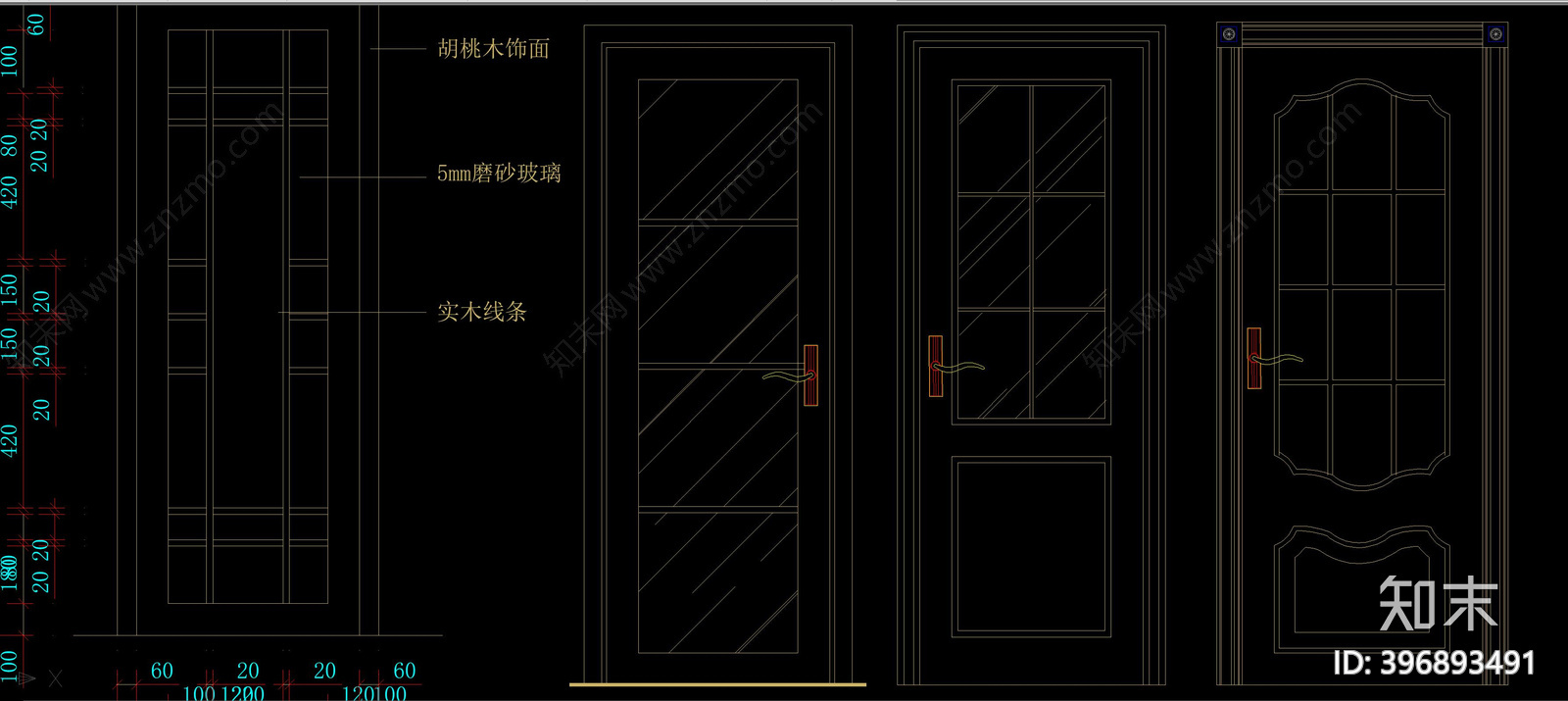 推拉门cad施工图下载【ID:396893491】