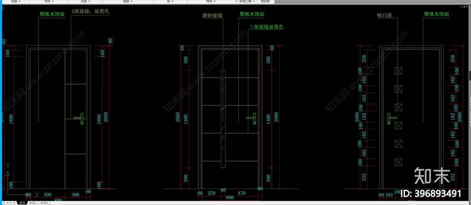 推拉门cad施工图下载【ID:396893491】