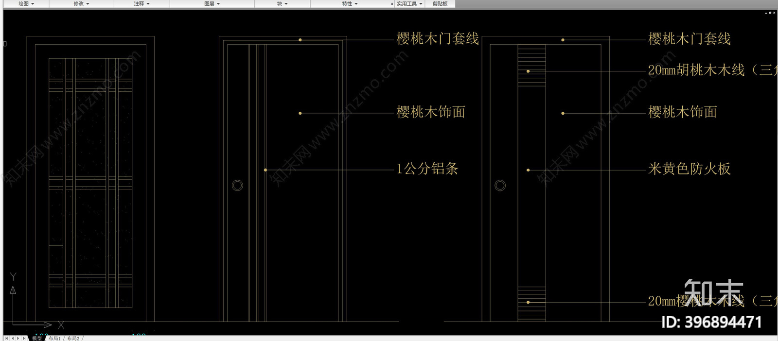 推拉门cad施工图下载【ID:396894471】