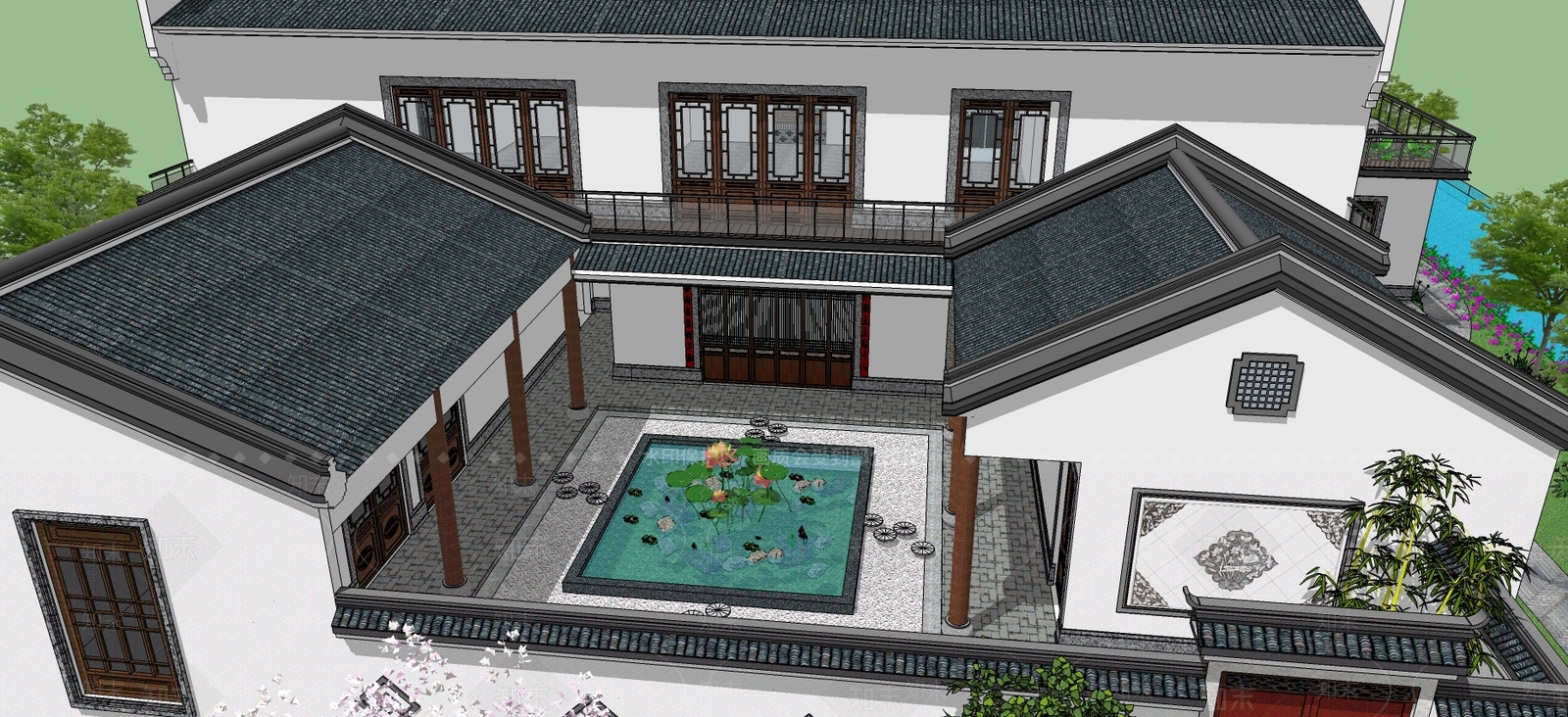中式四合院SU模型下载【ID:396900269】