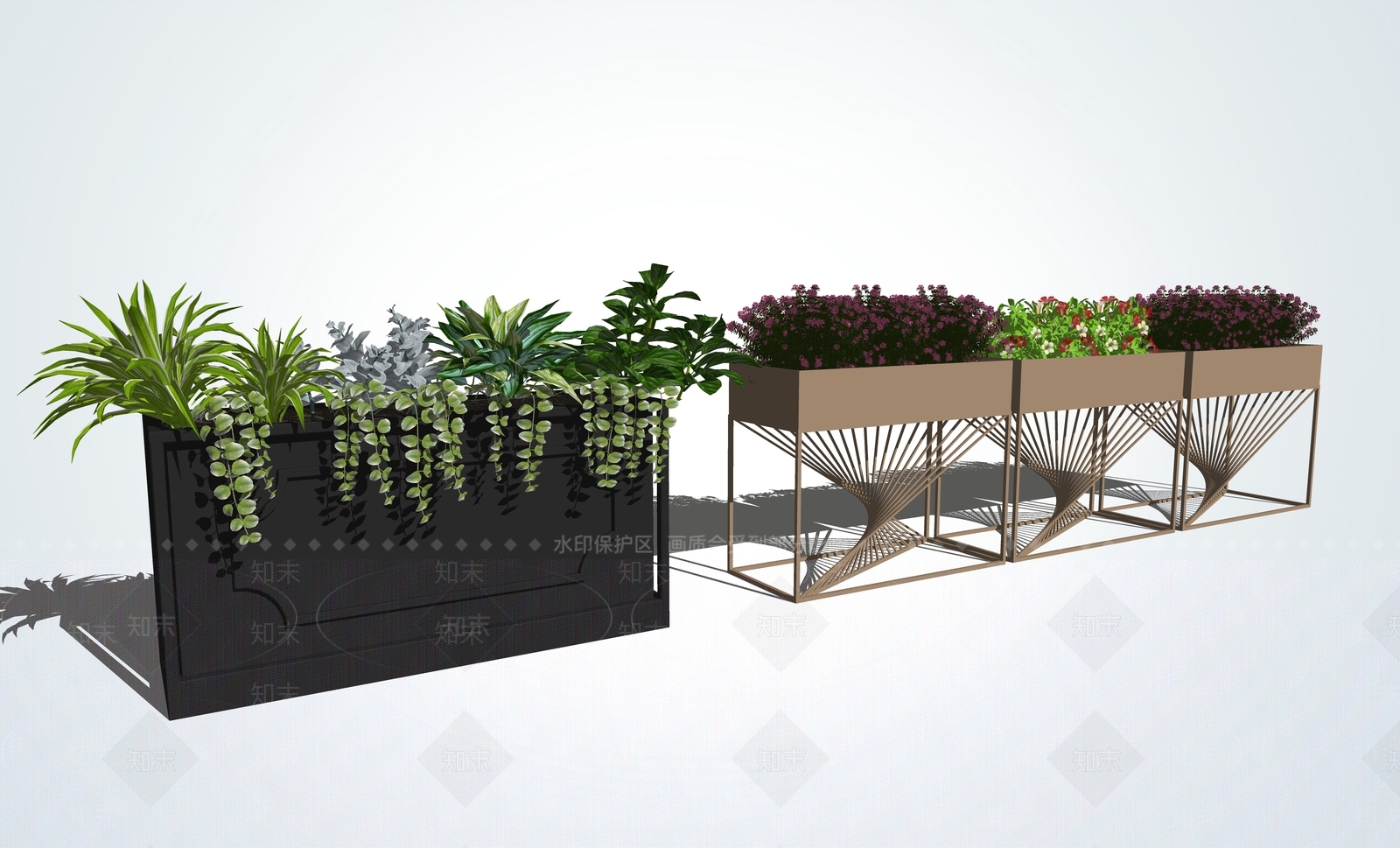 现代户外移动花箱SU模型下载【ID:396905391】