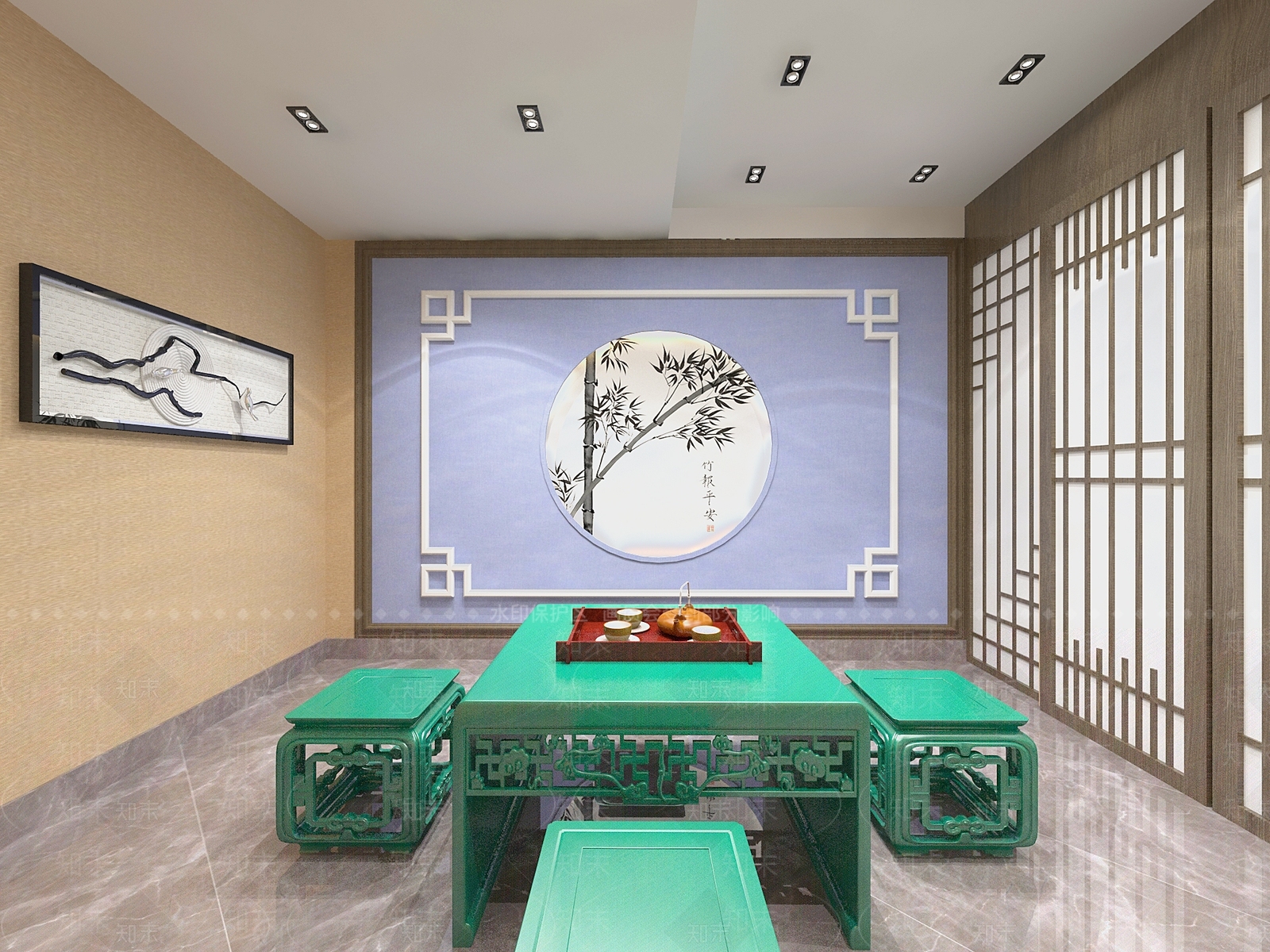 新中式茶馆3D模型下载【ID:496911136】