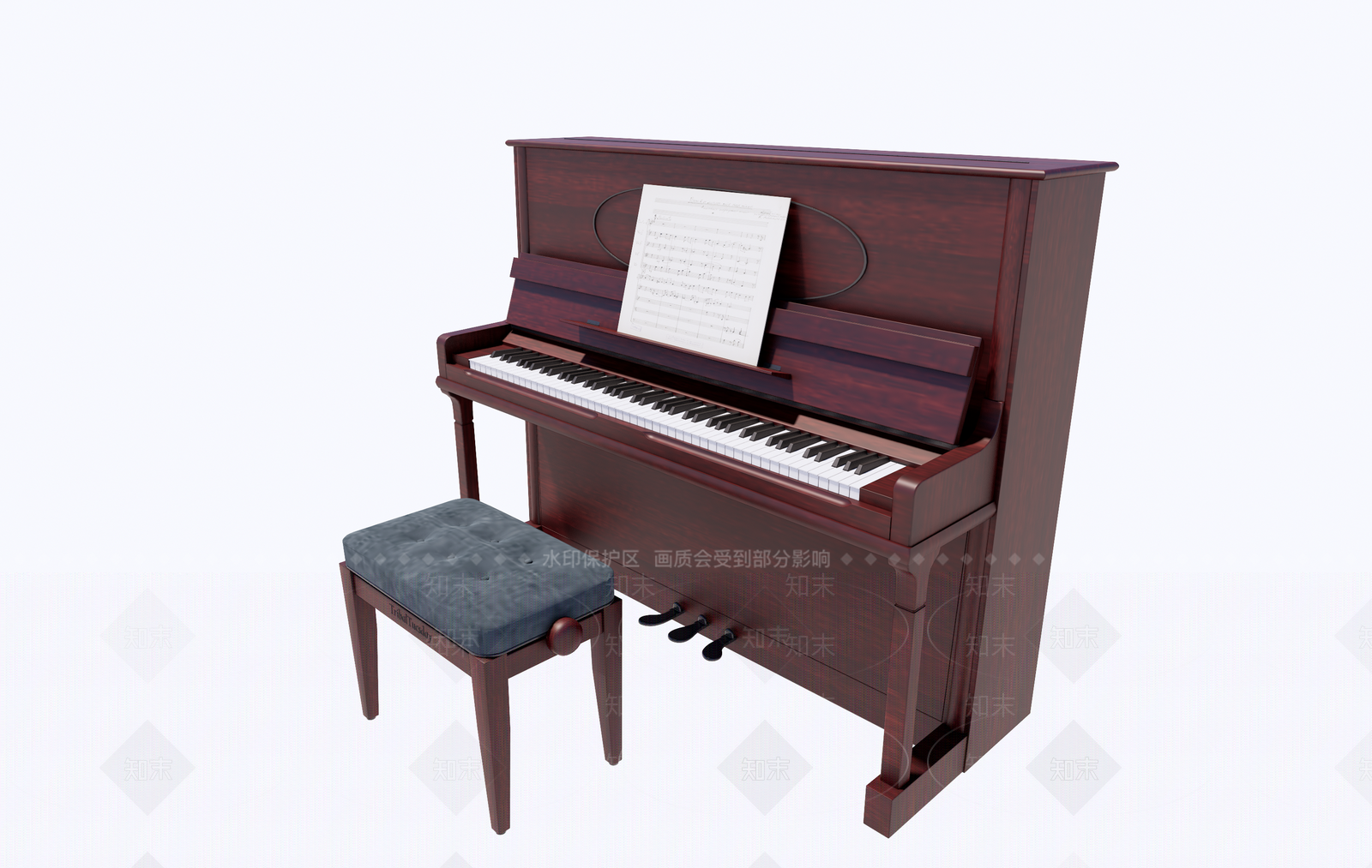 古典钢琴SU模型下载【ID:696920133】