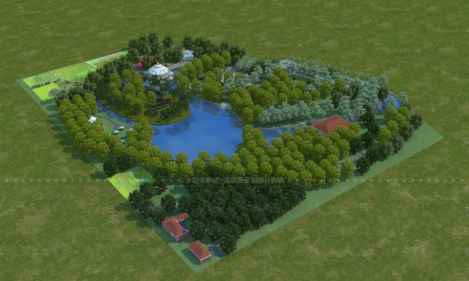 现代公园鸟瞰图3D模型下载【ID:896964465】