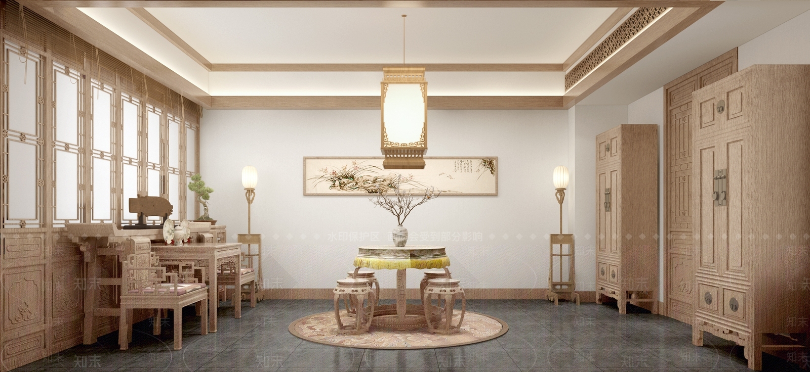 中式会客厅3D模型下载【ID:796965754】