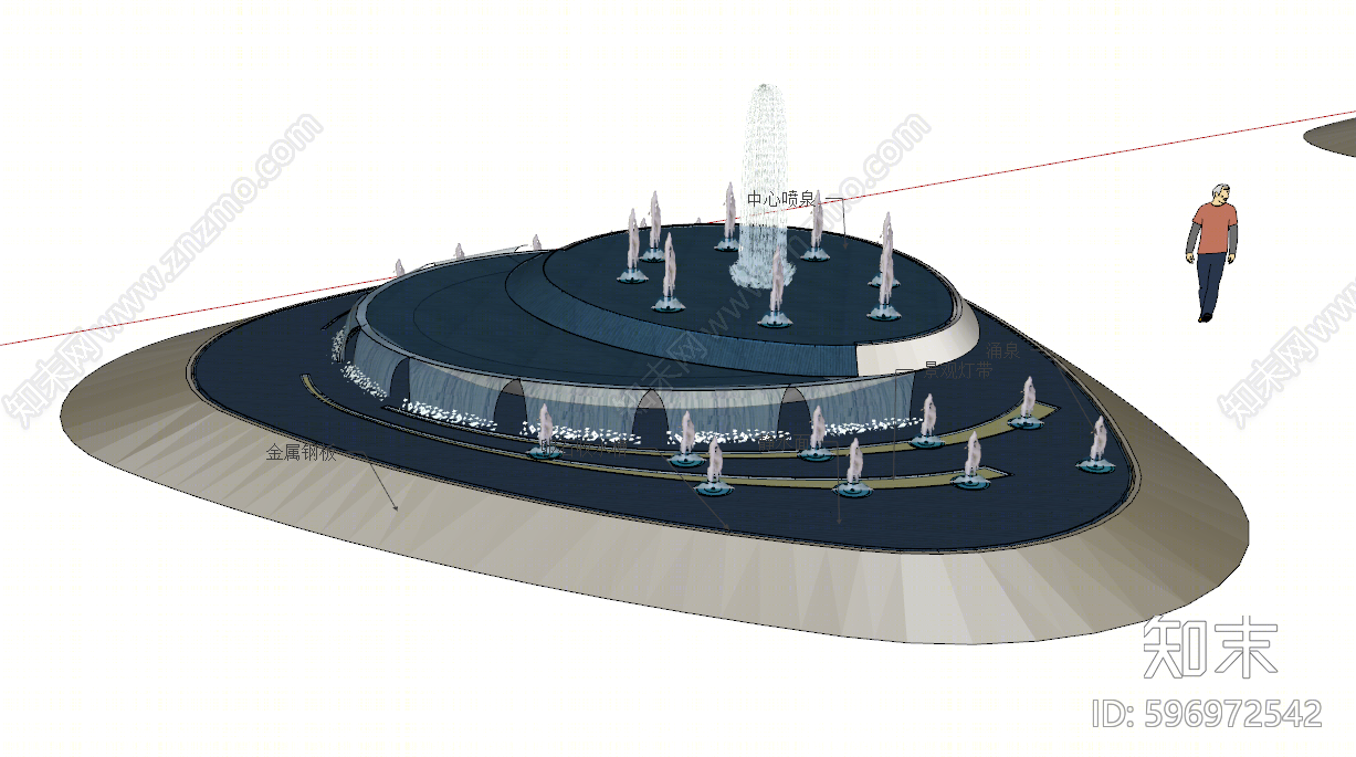 现代喷泉SU模型下载【ID:596972542】