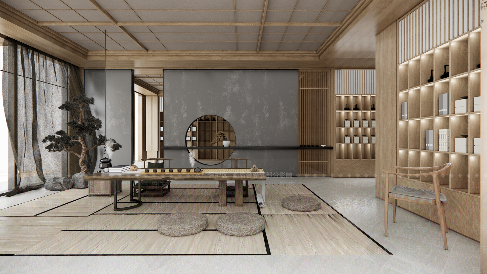 新中式茶室SU模型下载【ID:996987377】