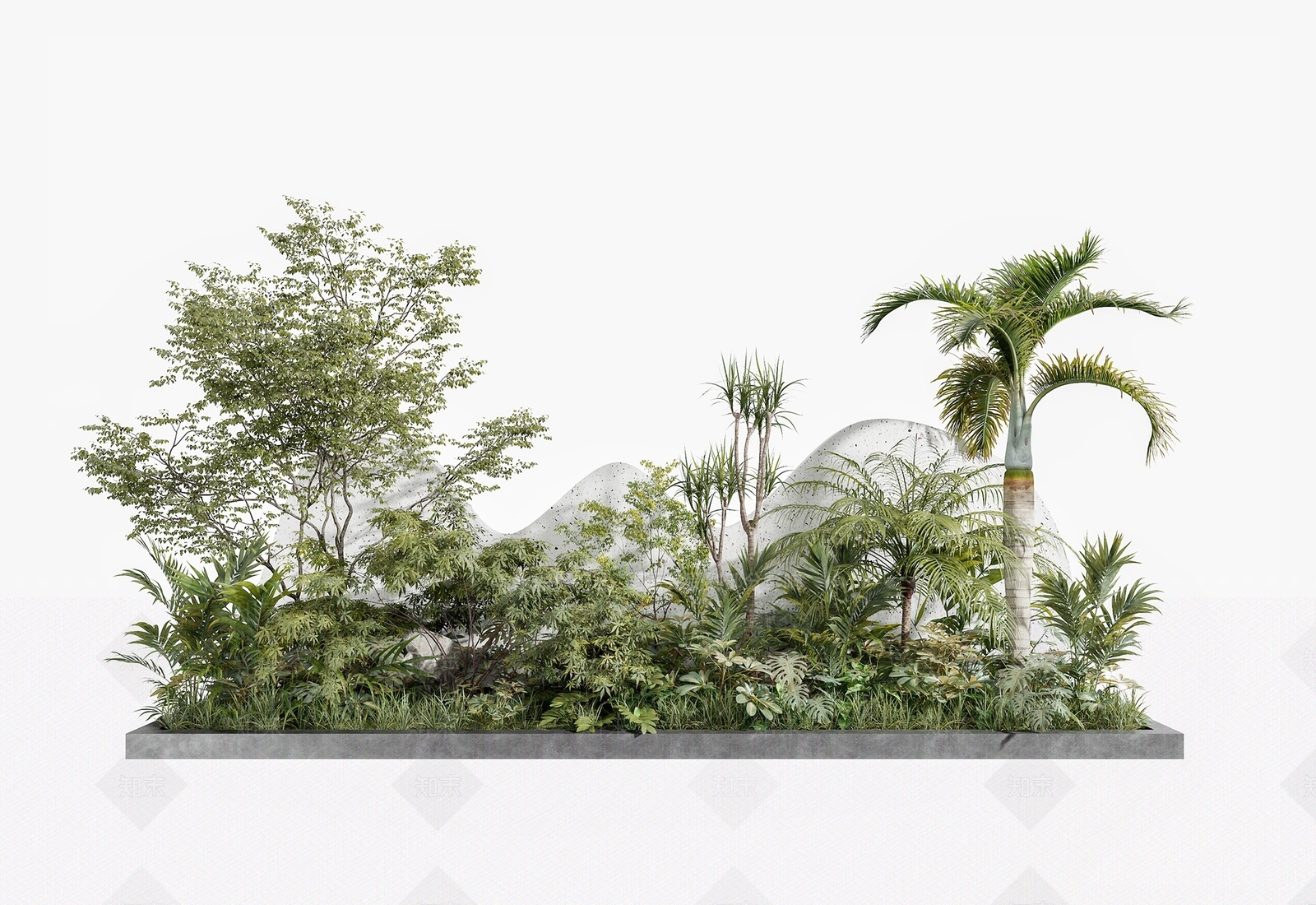 现代植物堆3D模型下载【ID:496992228】