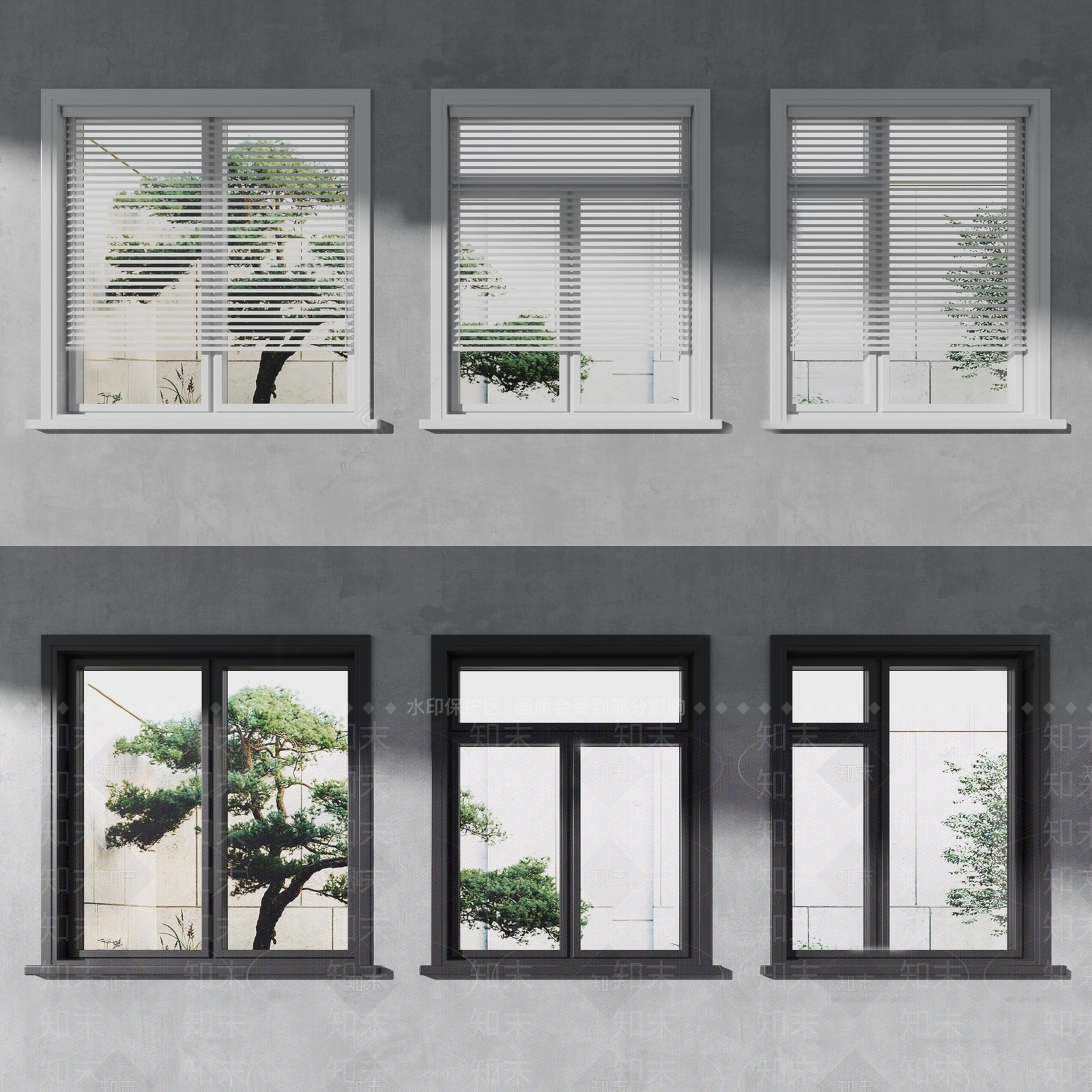 现代窗户组合SU模型下载【ID:996995364】