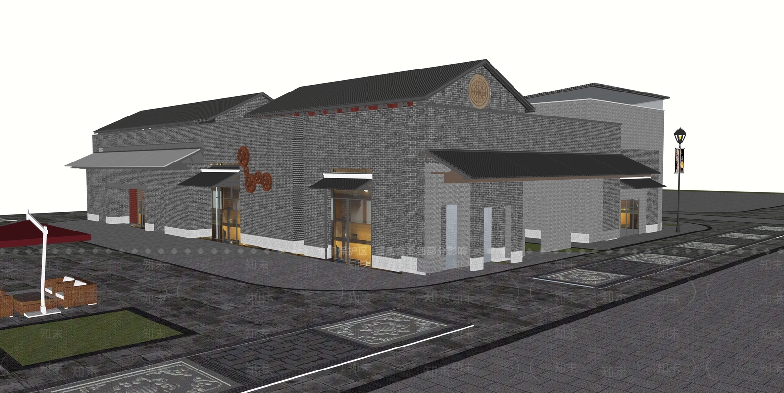 新中式商业建筑SU模型下载【ID:497002116】