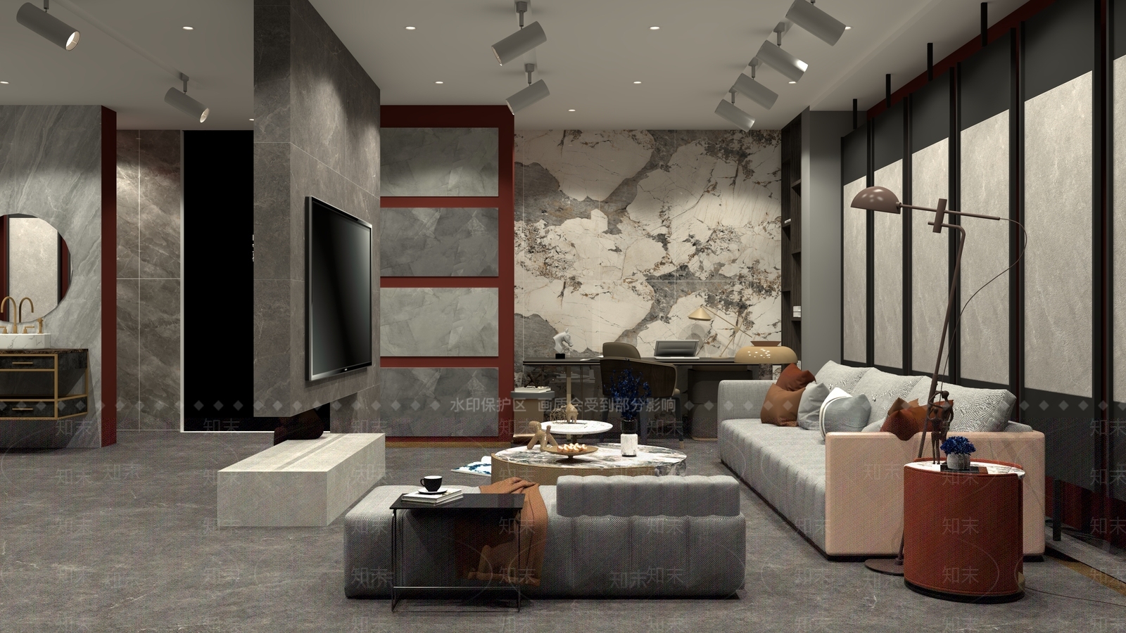 现代瓷砖展厅SU模型下载【ID:297143943】