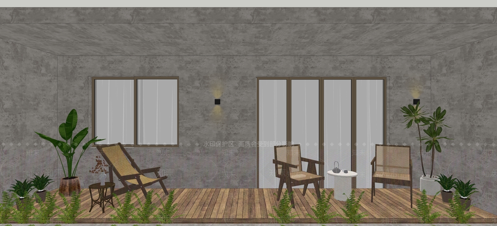 现代家居阳台SU模型下载【ID:697089541】