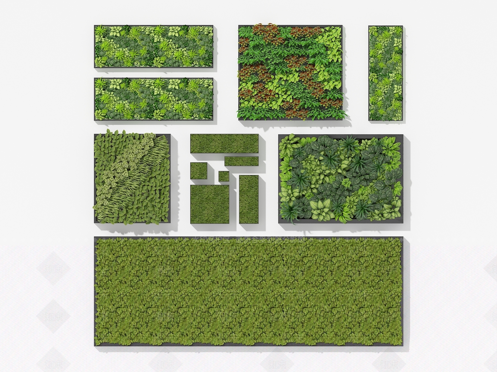 现代绿植墙3D模型下载【ID:497096232】