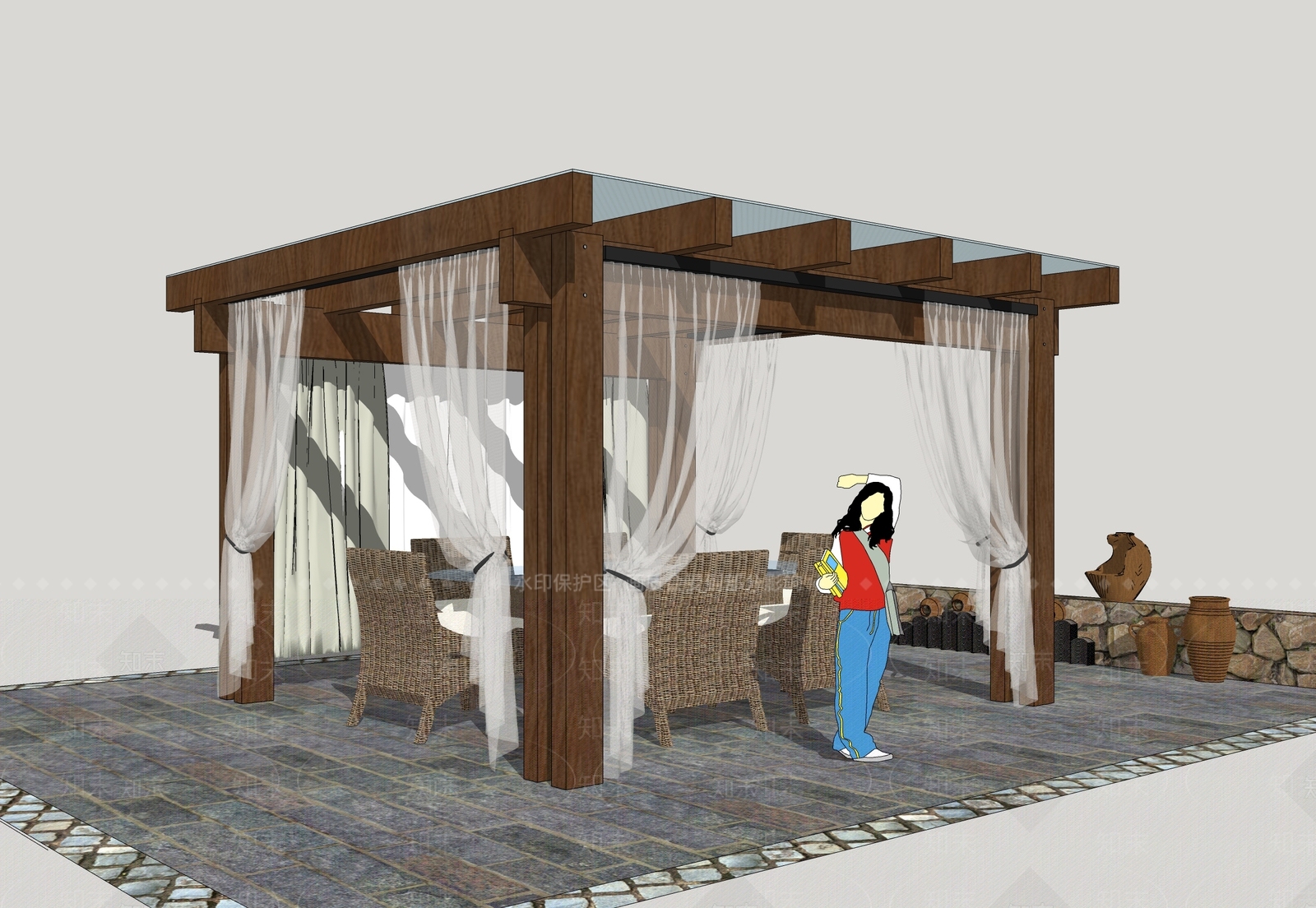 现代玻璃亭子SU模型下载【ID:497102828】