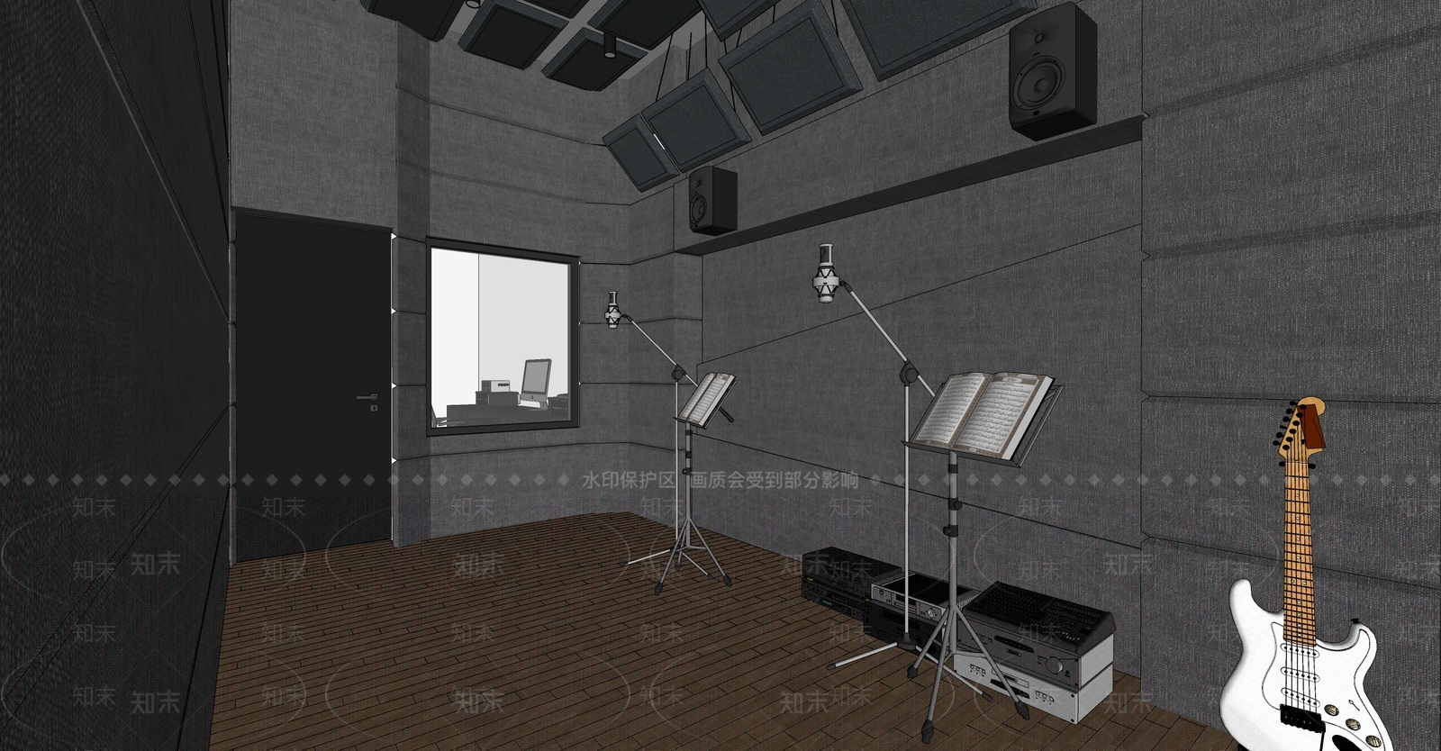 现代录音棚SU模型下载【ID:597108441】