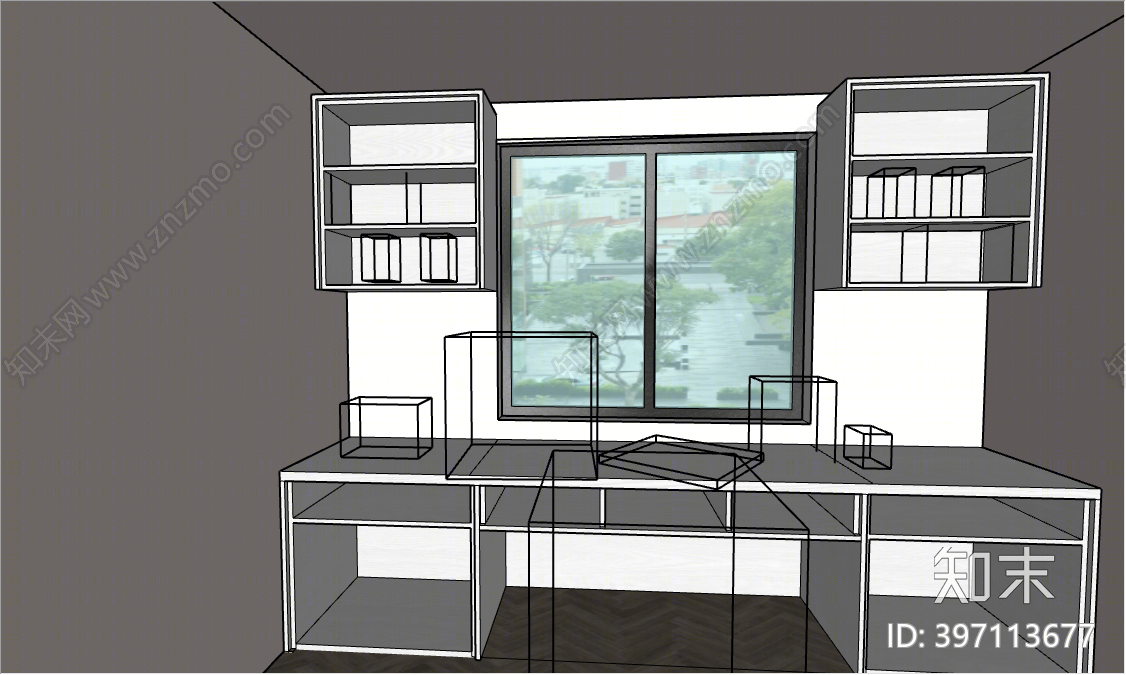 现代家居书房SU模型下载【ID:397113677】