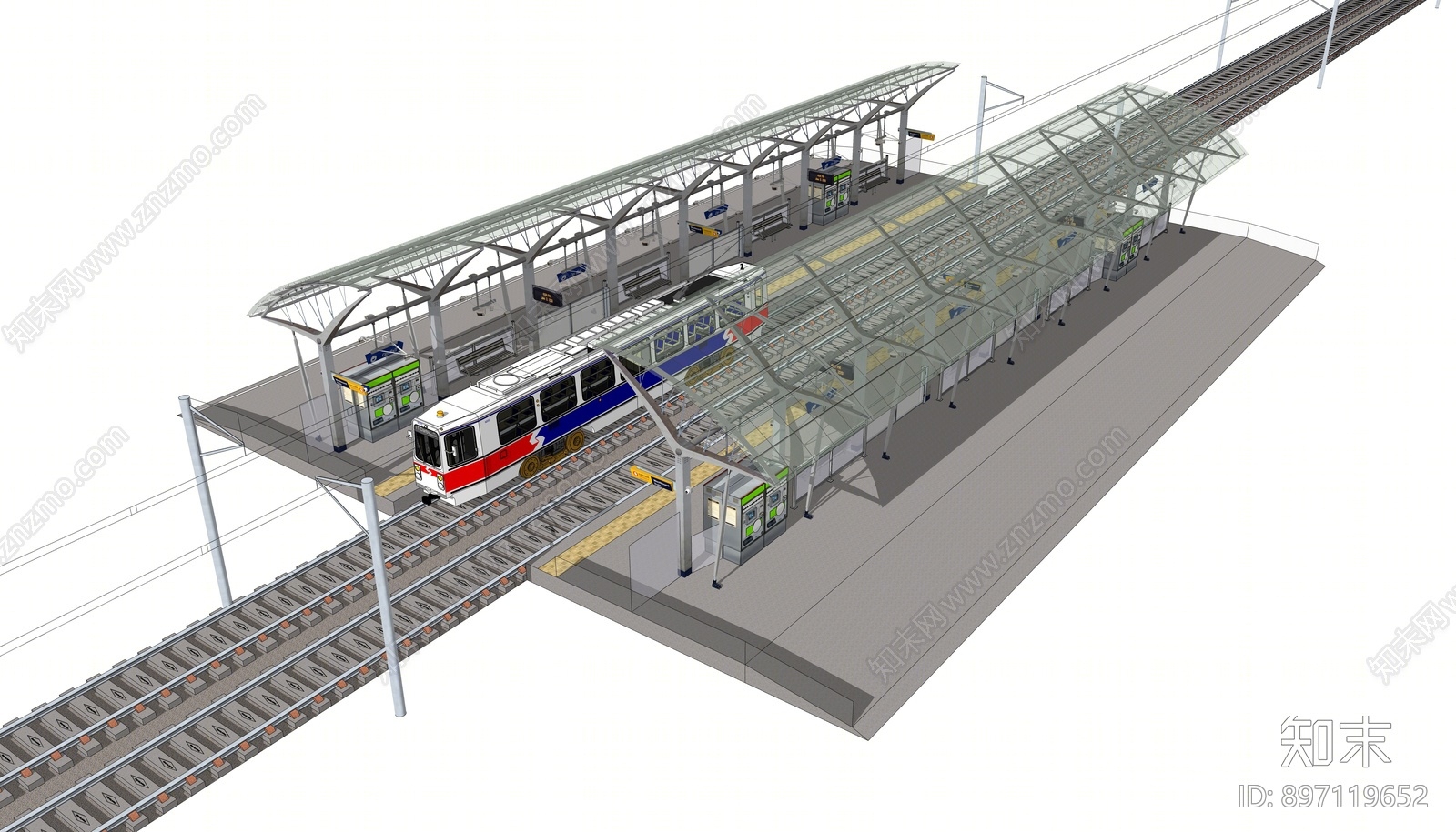 现代火车站SU模型下载【ID:897119652】