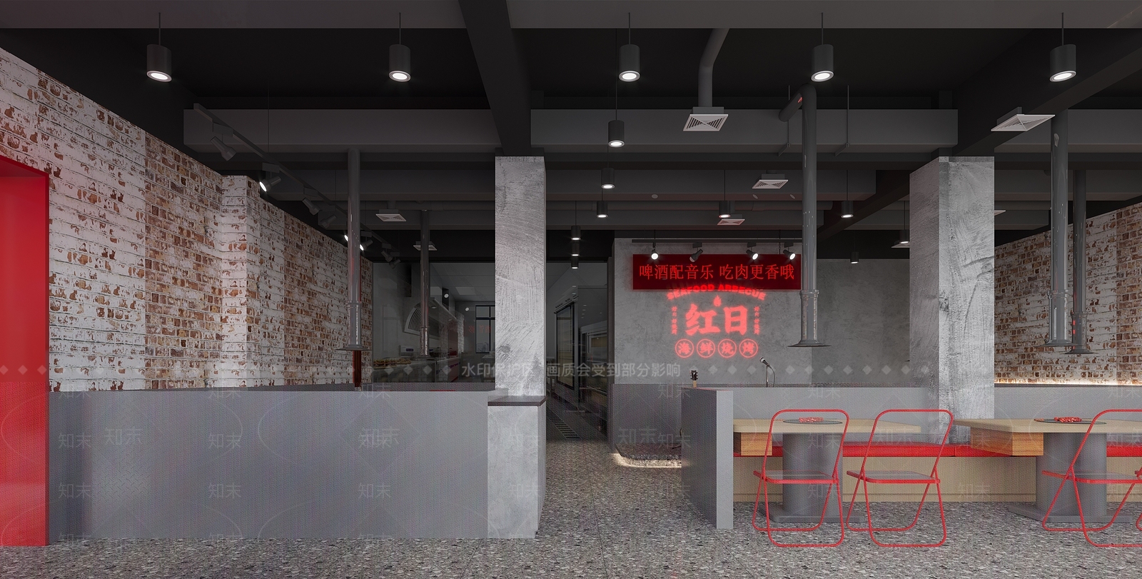 工业风烧烤店3D模型下载【ID:397123294】