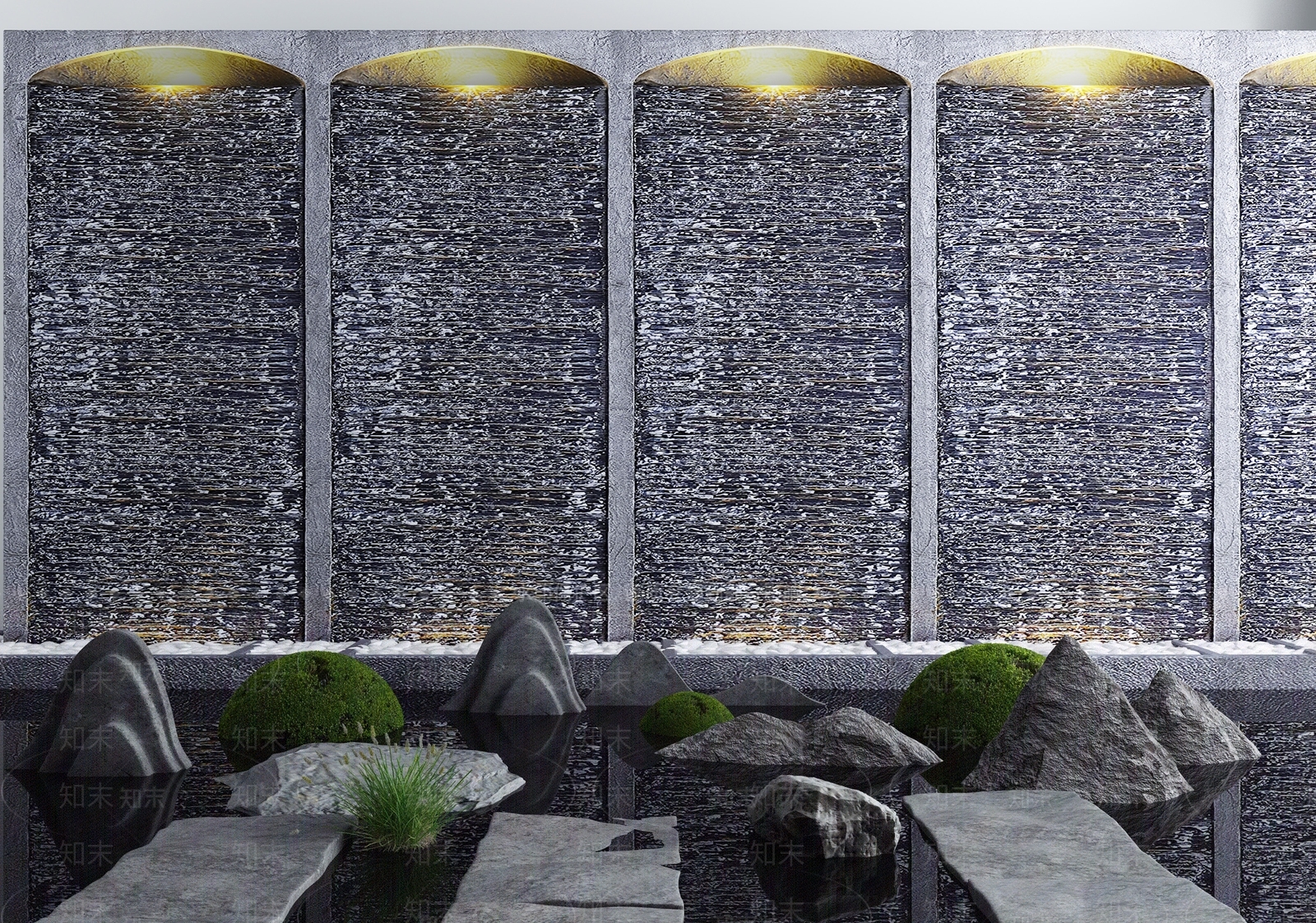 新中式假山山水3D模型下载【ID:497130442】