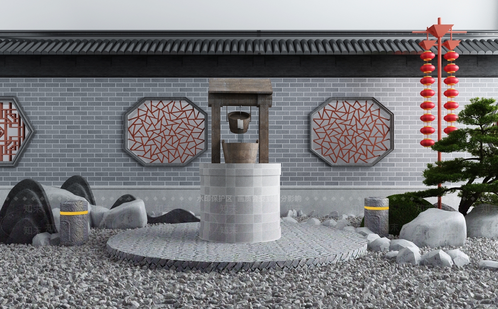 新中式牌楼牌坊3D模型下载【ID:997131235】