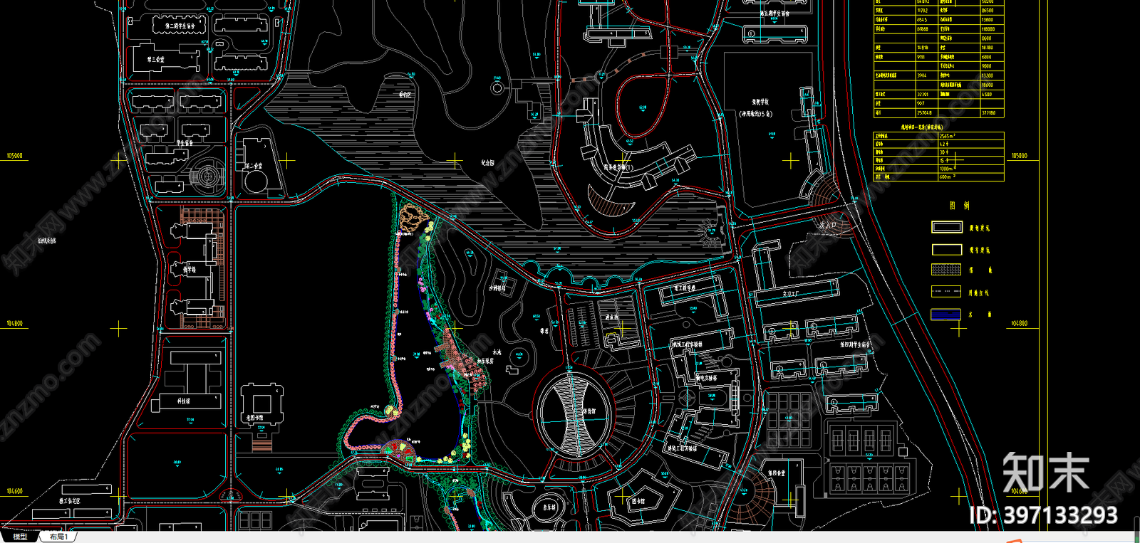 大学景观规划图纸cad施工图下载【ID:397133293】