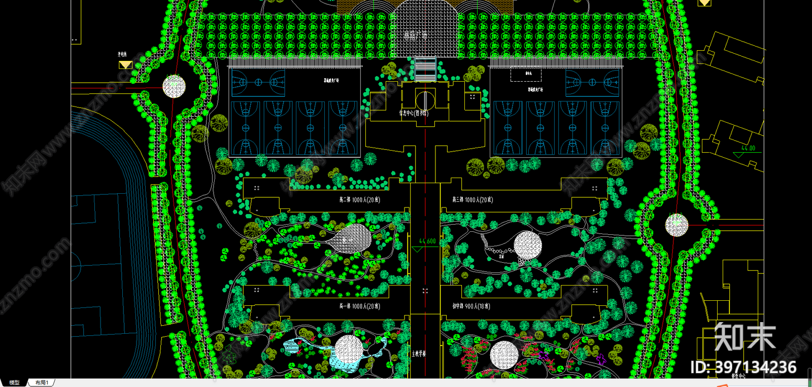 高级中学绿化规划图cad施工图下载【ID:397134236】