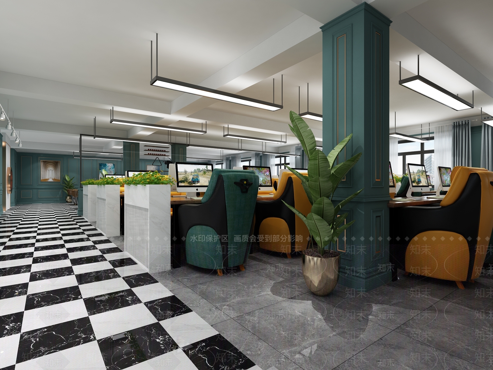 简欧网吧网咖3D模型下载【ID:997143234】