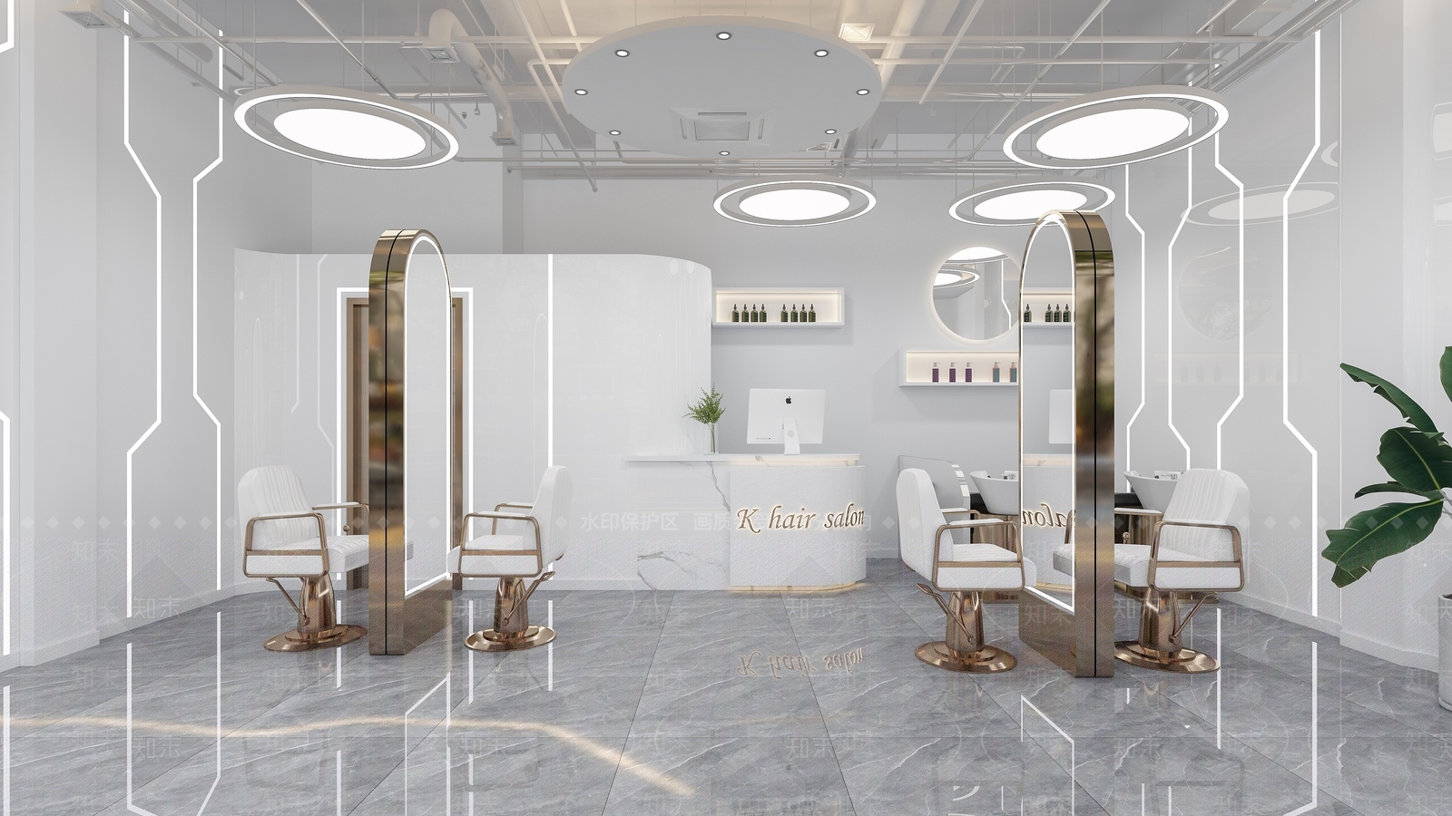 现代美发店3D模型下载【ID:397155405】