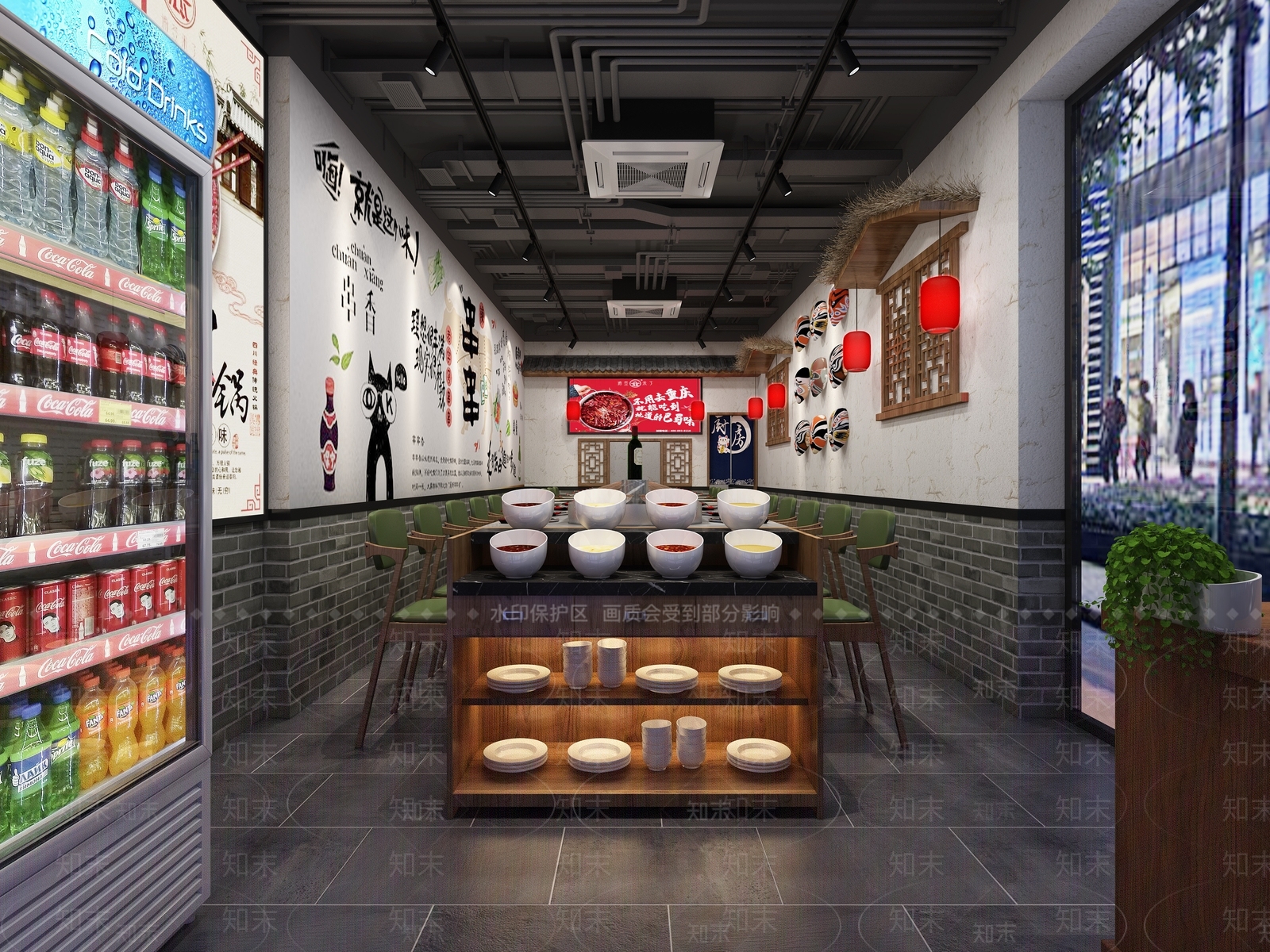 新中式火锅店3D模型下载【ID:397170224】